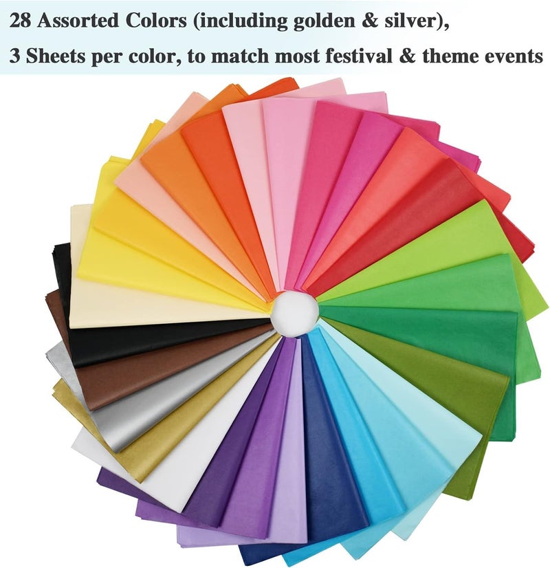 Simetufy 84 Sheets (20" x 26") Tissue Paper for Gift Bags, Rainbow Colorful Tissue Paper for Crafts & Art Projects - Image 3